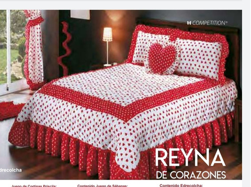 Edrecolcha Reyna De Corazones Queen Size C/sábanas Y Cortina