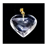 Pingente Coração Pedra Cristal De Quartzo 2,5cm Folheado C6