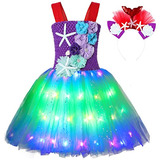 Disfraz De Princesa Sirena Luces Led Vestido De Tul De ...