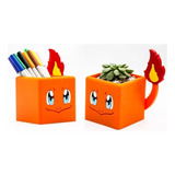 Maceta/lapicero Charmander Pokemon 3d Decoracionbazar Regalo