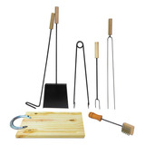 Kit Parrilla Herramientas Cepillo Tabla Asado Set ×7