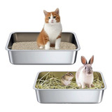 Caja De Arena De Acero Inoxidable Compatible Con Gatos.