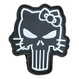 Parche Táctico Militar Pvc Kitty Gato Punisher Blanco