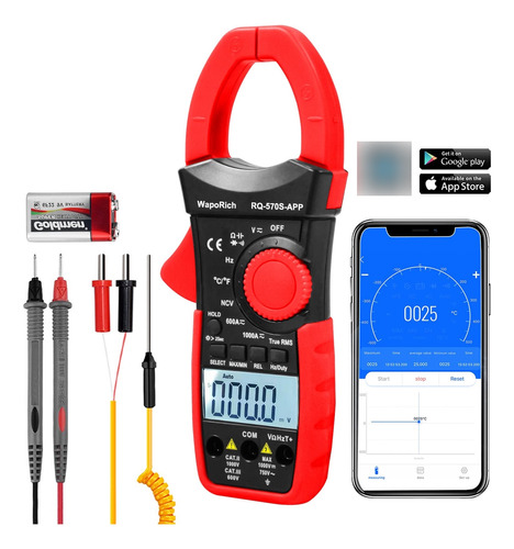 Medidor De Abrazadera Digital T-rms Counts A Amp Probador D.