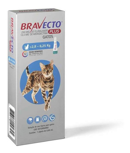 Antipulgas Bravecto Transdermal Plus Gatos De 2,8 A 6,25kg