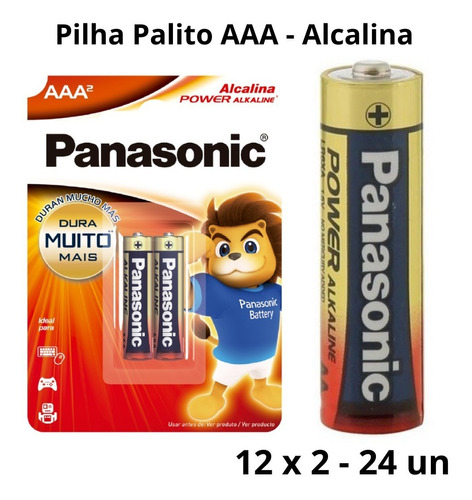 Pilha Palito Aaa Alcalina Panasonic - C/2 (cx C/12 Cartelas)