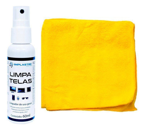 Kit Limpa Telas Clean 60ml Com Pano Microfibra Amarelo