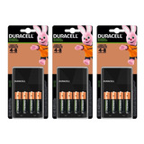 3 Cargador 4 Baterias Aa 2500mah Recargable Duracell Dx1500