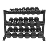 Rack De Mancuernas 400 Kg + 10 Pares De Mancuernas Hexagonal