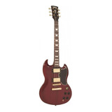 Guitarra Vintage Lvs6 Left Hand Mango Encolado Cherry Red