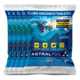 05 Pastilha Tablete Cloro 200g Multi Ação 5 Em 1 P/ Piscina