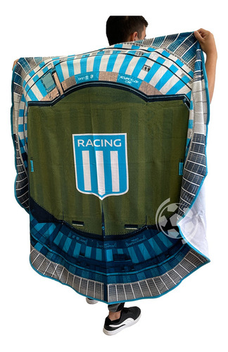 Toallon Playero Gigante Forma De Cancha Racing Club Oficial 