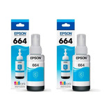 Combo Tinta Epson Original T664 Cyan X2 L355 L380 L395 L495