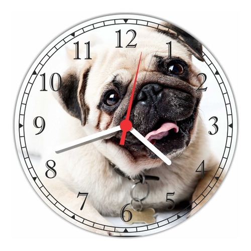 Relógio Parede Animais Pug Cão Pet Shop Decorações