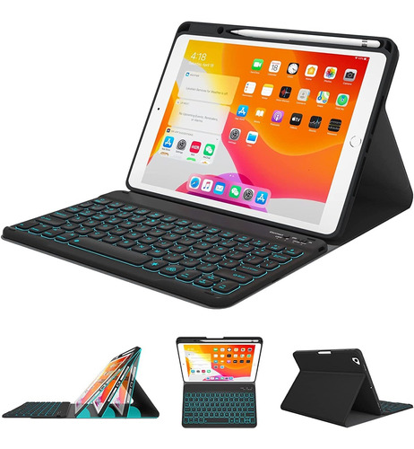 Funda Con Teclado Para iPad 10.2 9/8/7 Generacion Negra