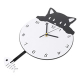 Ok Reloj De Pared Con Péndulo Con Decoración De Gato 3d,