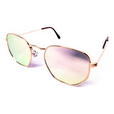 Óculos De Sol Rosa Hexagonal Moda Blogueira Dourado Cor Da Armação Rosa-claro