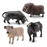 Figura De Simulación De Granja, Vaca, Buey, Toro, 4 Unidades