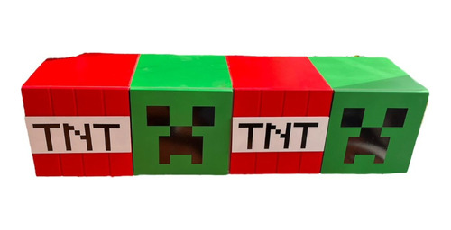 Repisa Flotante Minecraft Verde 4 Cubos Minimalista Niños