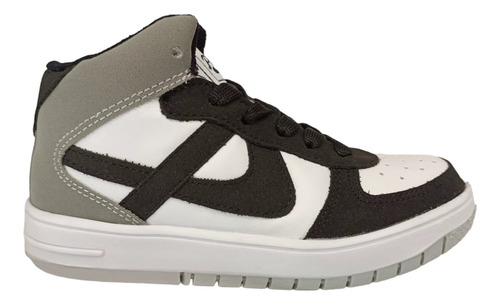 Tenis Bota Niño Niña Panam 17 - 21 Negro Gris Blanco 011514