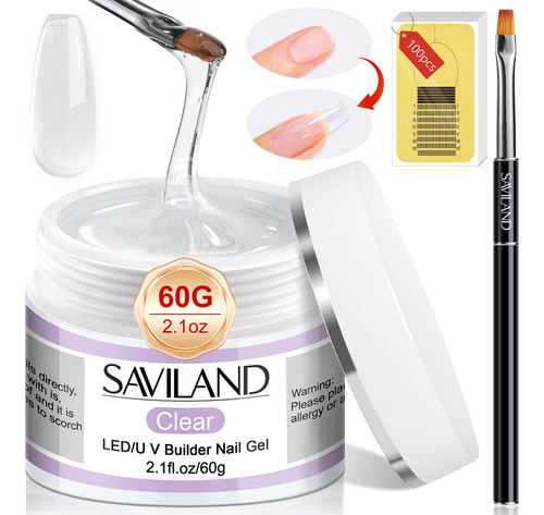 Saviland Builder - Kit De Gel De Uñas Transparente De 2.16.