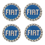 4 Emblema Centro Calota Fiat Azul Aro 13 14 15 48mm Adesivo