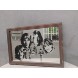 Antigo  Quadro Espelhado Pint À Mão Beatles Anos 60