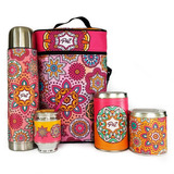 Equipo De Mate Madera Completo Mandalas Regalo Cuero Set