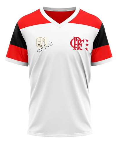 Camiseta Flamengo Retrô Zico Masculina - Branco