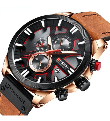 Reloj De Cuarzo De Cuero Para Hombre Curren Chronograph 8346