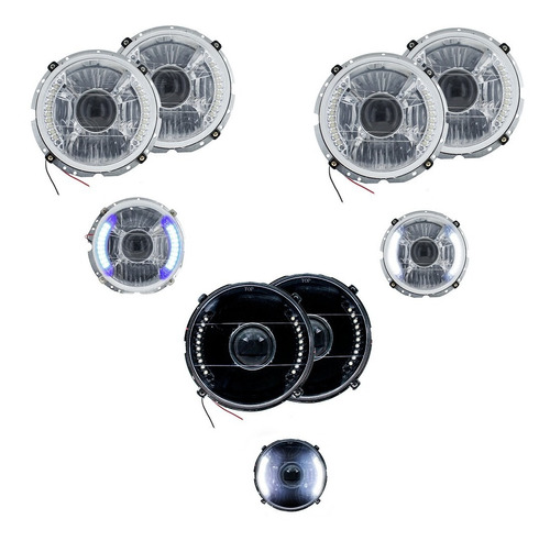 Par Faros Unidad 20 Led Redonda 7 Pulgadas Lupa H4 Vocho