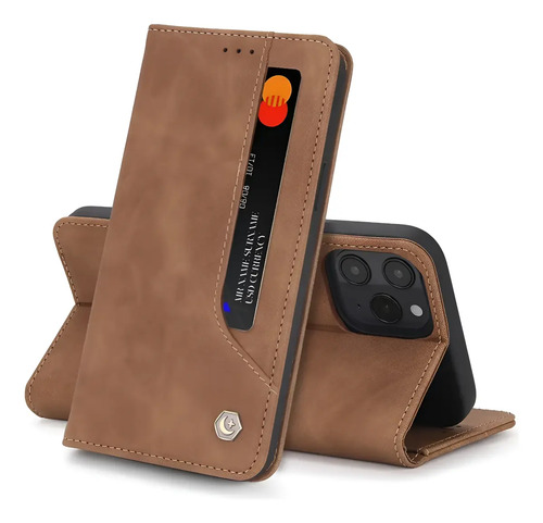 Funda Case Para iPhone Con Tarjetero Tipo Piel Modelos Cartera Uso Rudo