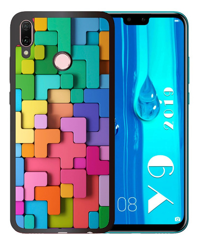 Funda Huawei Y9 2019 Tetris De Colores Tpu/pm Uso Rudo