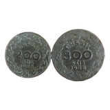 2 Moedas Antigas 200 E 300 Réis 1938 Getulio Vargas 11-199