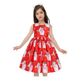 Vestido De Princesa Estampado De Dibujos Animados De Navidad