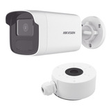 Kit Camara Bala Ip 4 Megapixel Poe + Montaje Hikvision P2p Color Blanco