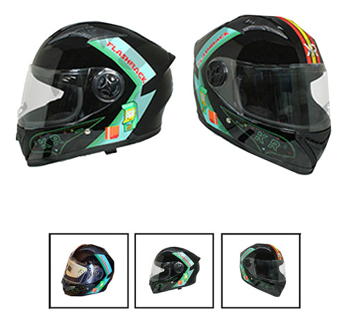 Casco Cerrado Mica Transparente Retro Aqua Rmb