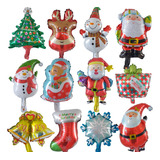  100 Globos Metálicos Figura Navidad 25 A 30 Cm Sin Varillas