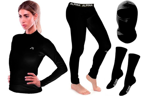 Kit Termico Moto Alpina Remera + Calza + Balaclava + Medias