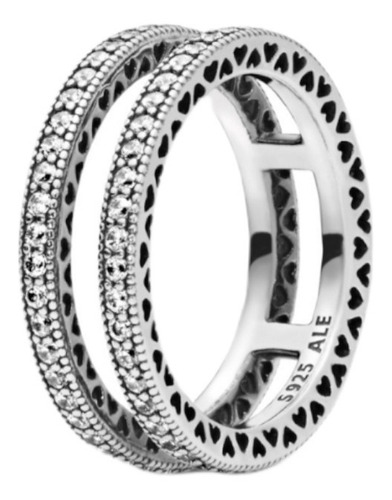Anillo Pandora Doble Resplandor De Corazones