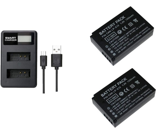 2 Piezas 1250 Mah Lp-e12 Lpe12 Batería+cargador Canon M50 