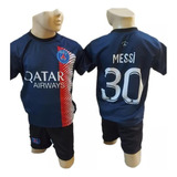 Kit Conjunto Infantil Do Paris Saint Germain Azul Do 6 Ao 14