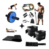 Kit Exercícios Em Casa - Kit11+roda+colchonete+caneleira1kg