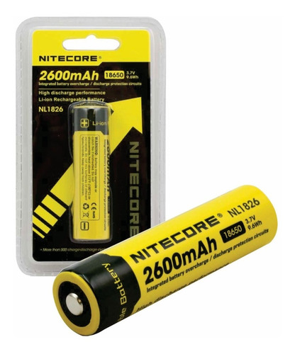 Bateria Pila 18650 Nitecore Nl1826 2600mah 3.7v 9.6wh Button