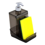 Dispenser Detergente Translúcido 500ml Porta Esponja