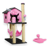 Casa Com Rede Gato Arranhador Kit Pet Brinquedo Mola Maluca