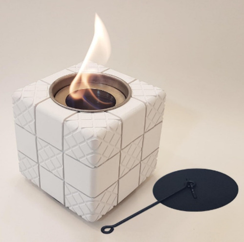 Chimenea Etanol Cubo Blanca Para Mesa