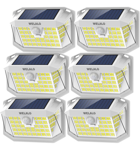 Welalo 188 Luces Solares Led De Pared, Paquete De 6 (blanco)