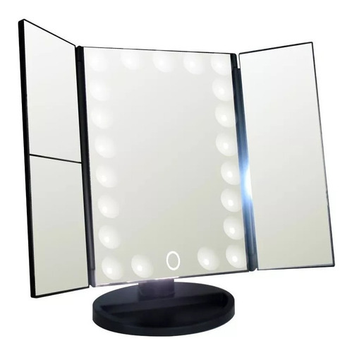 Espejo Con Luz Led Triptico P/ Maquillaje Color Negro E152
