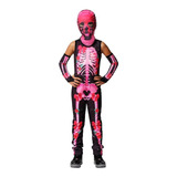 Fantasia Esqueletinha Rosa Neon Infantil Feminino Halloween